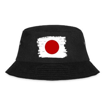 Japan Flagge Used Look Nihon Japanische Fahne - Bucket Hat - Schwarz - Vorne - Lela (165cm)