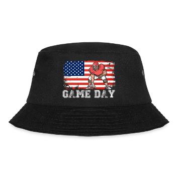 Game Day Football Season Funny Men Women Patriot - Bucket Hat - black - Front - Lela (165cm)
