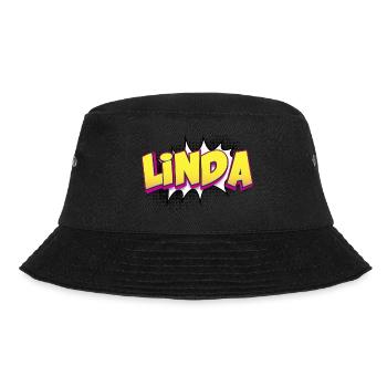 Linda Benutzerdefinierter Name Comic-Stil Pop-Art, Linda - Bucket Hat - Schwarz - Vorne - Lela (165cm)