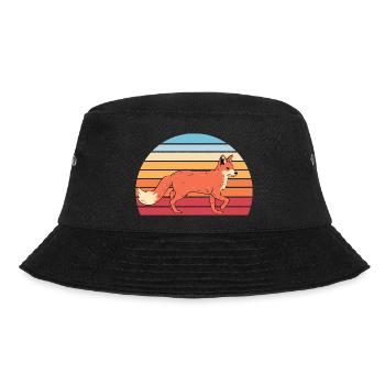 Retro Wald Tier Natur Waldbewohner Geschenk Fuchs - Bucket Hat - Schwarz - Vorne - Lela (165cm)