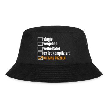 Puzzlefan Puzzler Beziehungsstatus Puzzleteile Puz - Bucket Hat - Schwarz - Vorne - Lela (165cm)