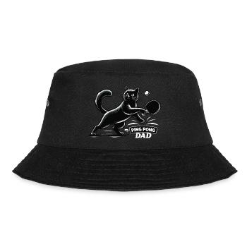 Table Tennis Katze Pingpong Black Cat Dad Outfit - Bucket Hat - black - Front - Lela (165cm)