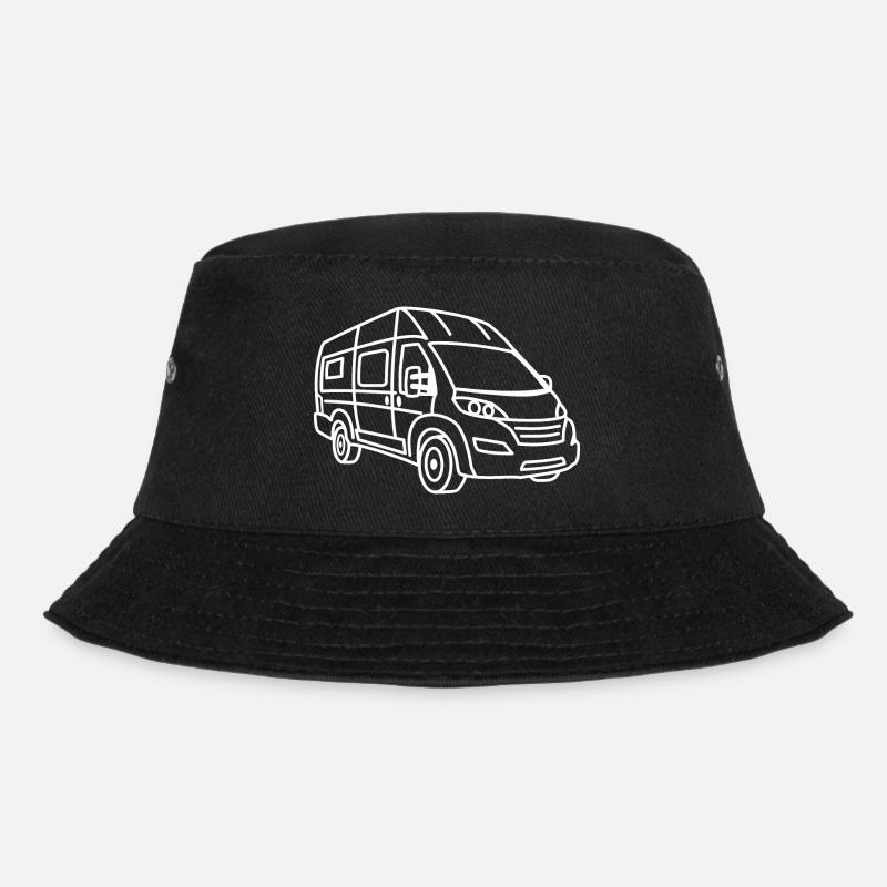 Kastenwagen / Camper Van - Front - Weiß - Bucket Hat - Schwarz