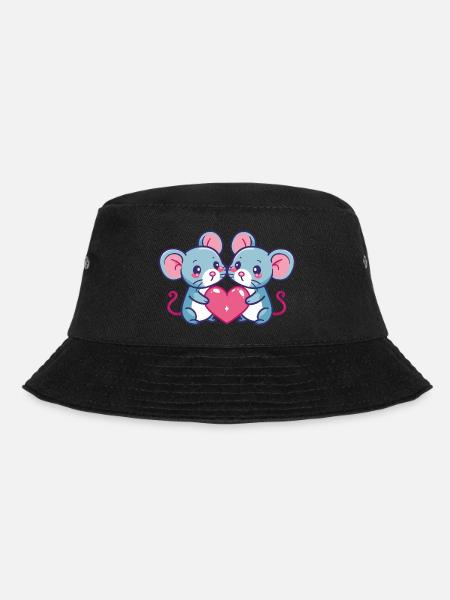 Maus Comic Paar Liebe - Bucket Hat - Schwarz