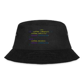 Kaffee Funktion für Programmierer und Entwickler - Bucket Hat - Schwarz - Vorne - Lela (165cm)
