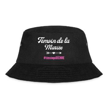Trauzeuge der Braut - passendes T-Shirt - Bucket Hat - Schwarz - Vorne - Lela (165cm)