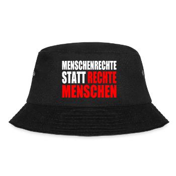 menschenrechte statt rechte menschen - Bucket Hat - Schwarz - Vorne - Lela (165cm)