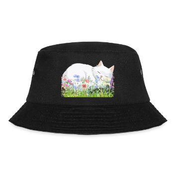 Schlafende Katze - Bucket Hat - Schwarz - Vorne - Lela (165cm)