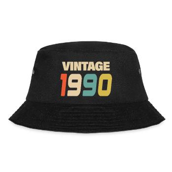 1990 Vintage Retro Classic 1990 - Bucket Hat - Schwarz - Vorne - Lela (165cm)
