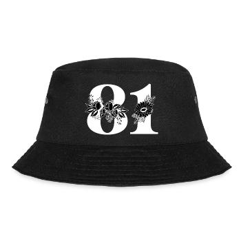 Number 81 Black Floral - 81st Floral Birthday - Bucket Hat - black - Front - Lela (165cm)