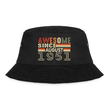 August 1951 Vintage Geburtstagsgeschenk 73 Jahre - Bucket Hat - Schwarz - Vorne - Lela (165cm)