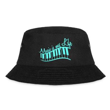 Music is my Life Text Keyboard Piano Love Party - Bucket Hat - Schwarz - Vorne - Lela (165cm)