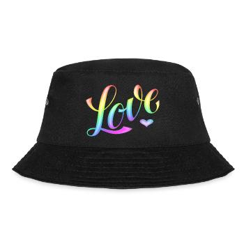 Love - Regenbogen -Desingned by KissingLetters - Bucket Hat - Schwarz - Vorne - Lela (165cm)