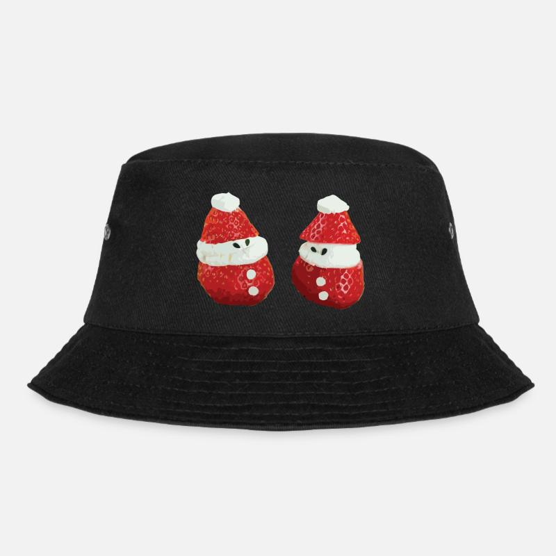 Strawberries & Cream - Bucket Hat - black