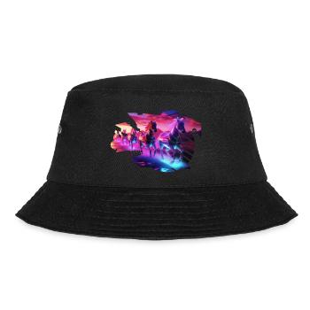 Elektrische Herde - Synthwave Horses - Bucket Hat - Schwarz - Vorne - Lela (165cm)