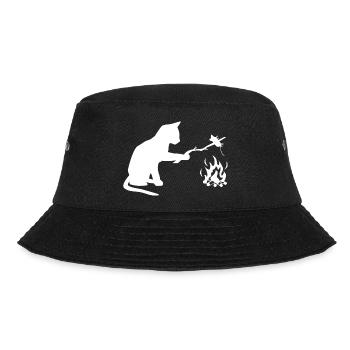 Cat at barbecue, camping, BBQ - Bucket Hat - black - Front - Lela (165cm)