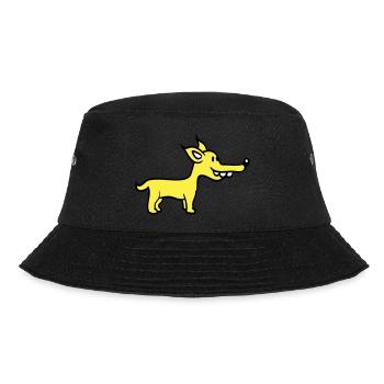 Hund Steht Süß Kleiner Glücklicher Welpe Haustier - Bucket Hat - Schwarz - Vorne - Lela (165cm)