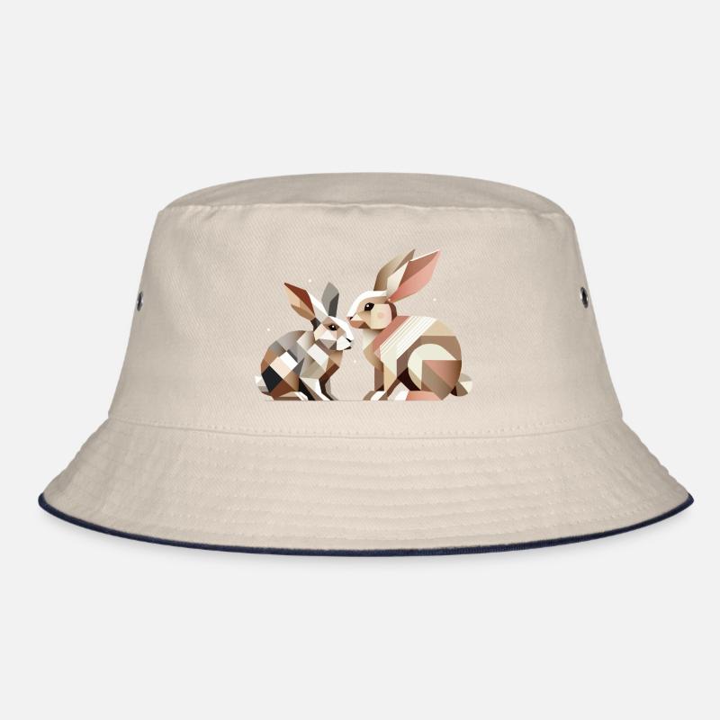 Two rabbits in geometric representation Bucket Hat