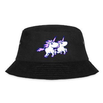2 Einhörner Team reiten schnell Galopp Freude Crew - Bucket Hat - Schwarz - Vorne - Lela (165cm)