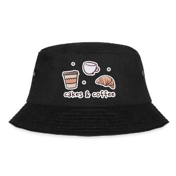 Bäckerei und Café Illustration - Bucket Hat - Schwarz - Vorne - Lela (165cm)