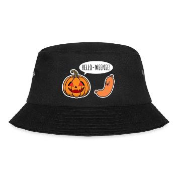 Hello Weenie! Creepy Halloween Kürbis & Würstchen - Bucket Hat - Schwarz - Vorne - Lela (165cm)