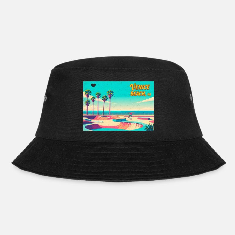 Venice Beach Retro Skater - Bucket Hat - Schwarz