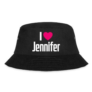 I Love Jennifer Pinkes Herz Ich liebe Jennifer - Bucket Hat - Schwarz - Vorne - Lela (165cm)