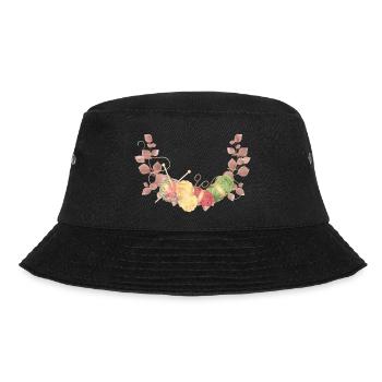 Delicate balls of wool and knitting utensils in pastel - Bucket Hat - black - Front - Lela (165cm)