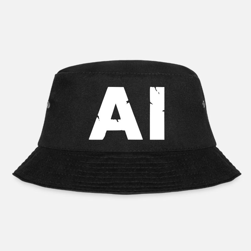 AI Artificial Intelligence Text Grunge Vektor - Bucket Hat - Schwarz
