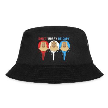 Dont Worry Be Cappy Capybara - Bucket Hat - Schwarz - Vorne - Lela (165cm)