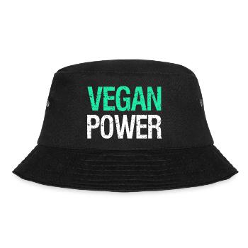 VEGAN POWER – Funny vegan saying with humor - Bucket Hat - black - Front - Lela (165cm)