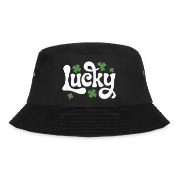 Lucky Kleeblatt Schriftzug - Bucket Hat - Schwarz - Vorne - Lela (165cm)