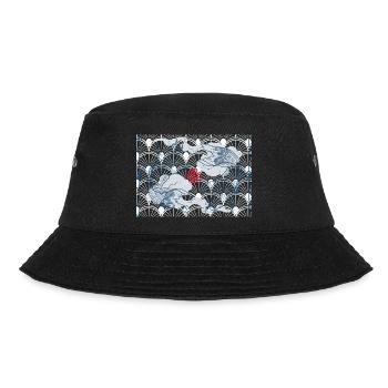 Koi fish in blue wave pattern japan koi - Bucket Hat - black - Front - Lela (165cm)