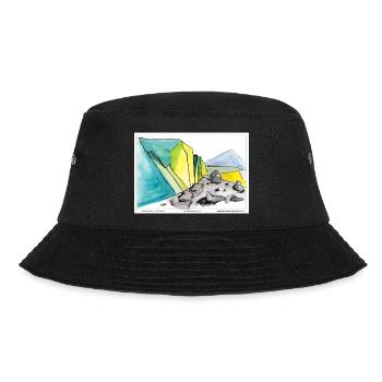 Geometrische Berglandschaft Aquarell - Bucket Hat - Schwarz - Vorne - Lela (165cm)