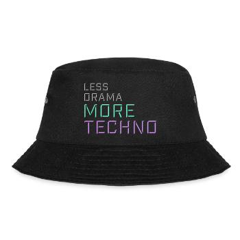 Less drama more techno Spruch Party Rave Logo Text - Bucket Hat - Schwarz - Vorne