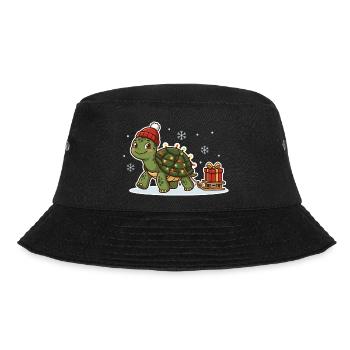 Weihnachtsschildkröte mit Schlitten - Bucket Hat - Schwarz - Vorne