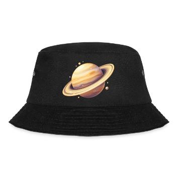 Saturn Farbplanet Illustration - Bucket Hat - Schwarz - Vorne