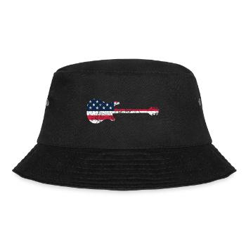 GITARRE MIT US AMERIKANISCHER FLAGGE GITARREN - Bucket Hat - Schwarz - Vorne - Lela (165cm)