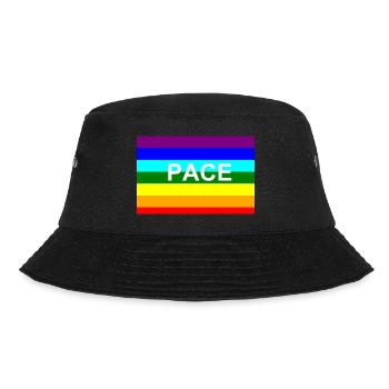 Peace / Pace-Regenbogen-Fahne - Bucket Hat - Schwarz - Vorne - Lela (165cm)