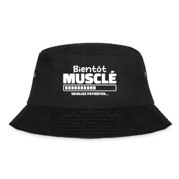 Bald muskulös - bitte warten - Bucket Hat - Schwarz - Vorne - Lela (165cm)
