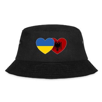 Ukraine Albanien Herz Flagge - Bucket Hat - Schwarz - Vorne - Lela (165cm)
