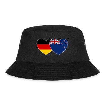 Deutschland Neuseeland Flagge Herz - Bucket Hat - Schwarz - Vorne - Lela (165cm)