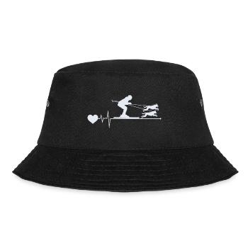 Hund Skijöring Skifahren Wintersport Herzschlag Puls - Bucket Hat - Schwarz - Vorne - Lela (165cm)