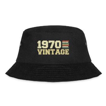 1970 Geburtstagsgeschenk 1970 Vintage 1970er Jahre Geschenk - Bucket Hat - Schwarz - Vorne - Lela (165cm)
