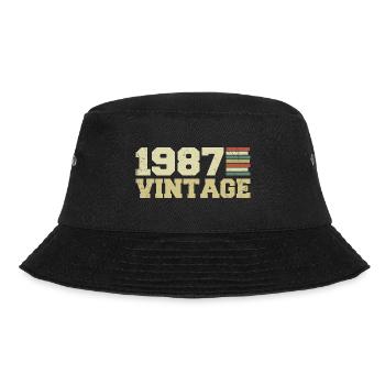 1987 Geburtstagsgeschenk 1987 Jahrgang 1987 Geschenk - Bucket Hat - Schwarz - Vorne - Lela (165cm)