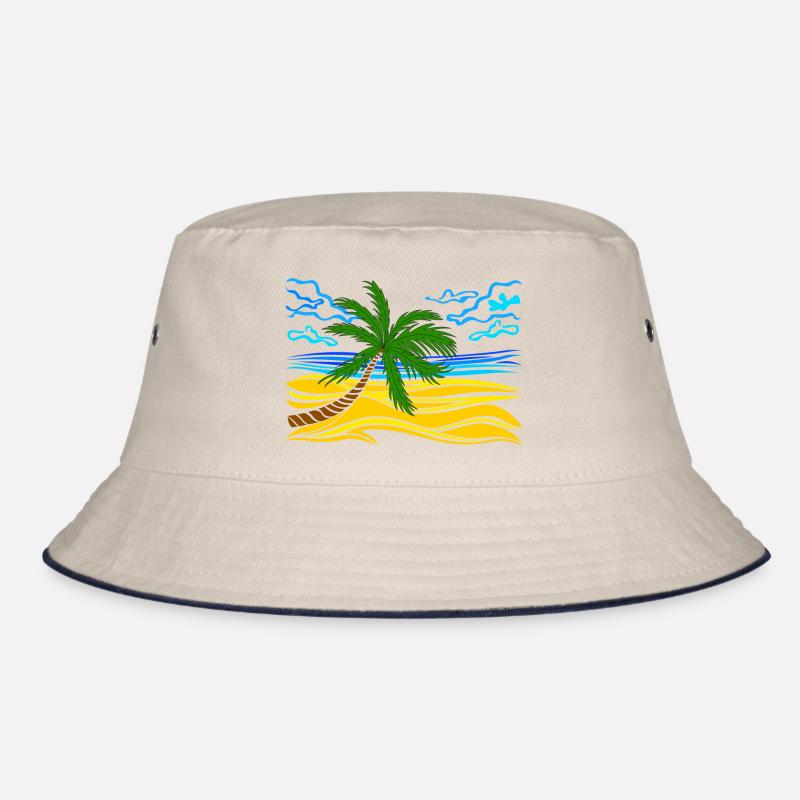 palm tree on the beach Bucket Hat
