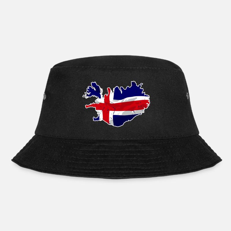 Iceland Flag Map - Bucket Hat - Schwarz