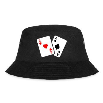 Kartenspiel mit zwei Assen - Bucket Hat - Schwarz - Vorne - Lela (165cm)