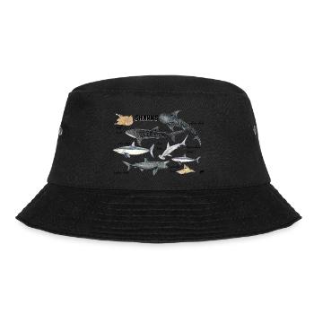 Sharks of the world: whale, porbeagle, angelfish - Bucket Hat - black - Front - Lela (165cm)