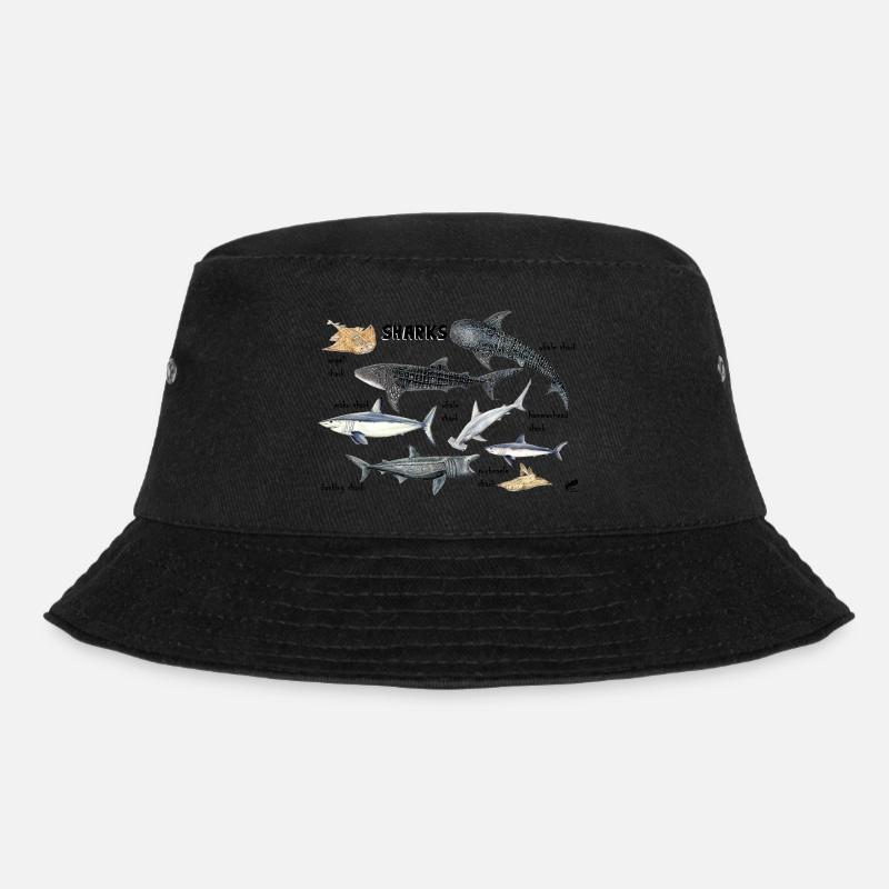 Haie der Welt: Wal, Heringsfisch, Kaiserfisch - Bucket Hat - Schwarz